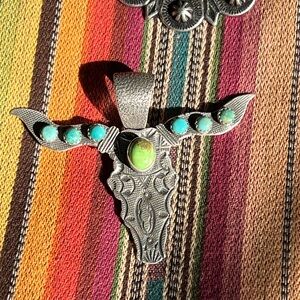Longhorn Pendant with Turquoise Accents